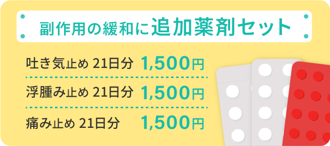 副作用の緩和に追加薬剤セット