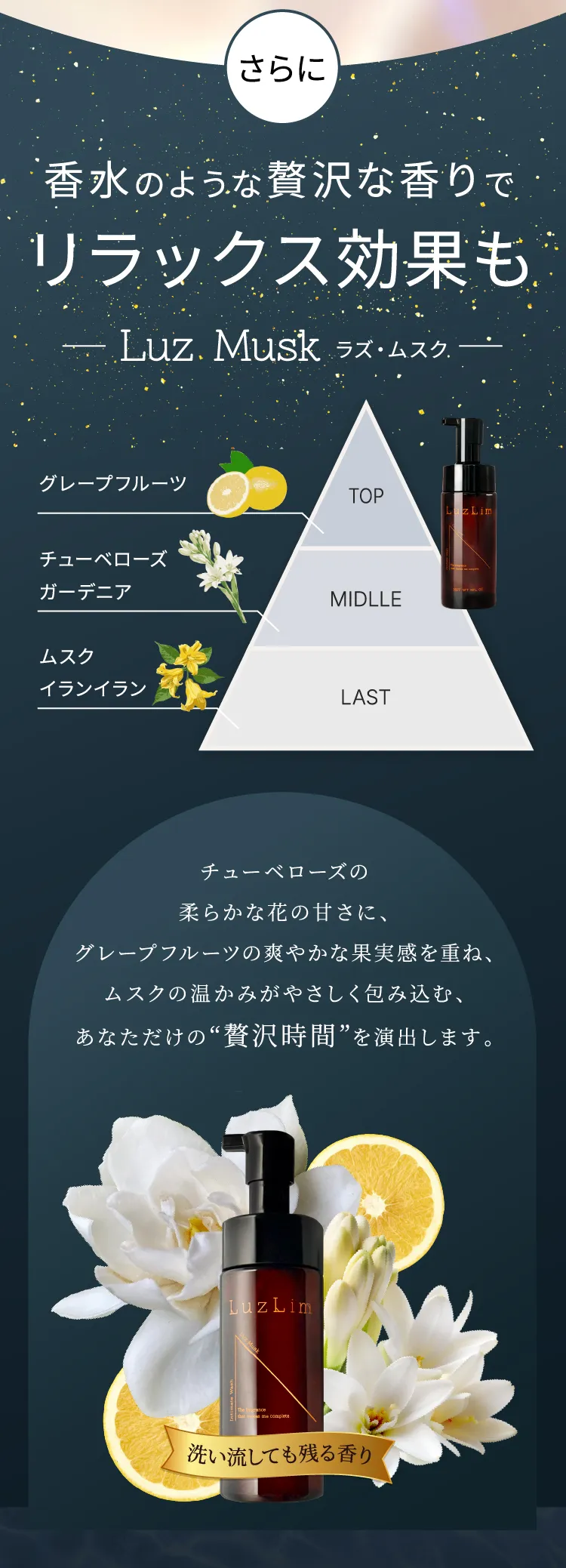 香水のような贅沢な香りでリラックス効果も Luz Musk