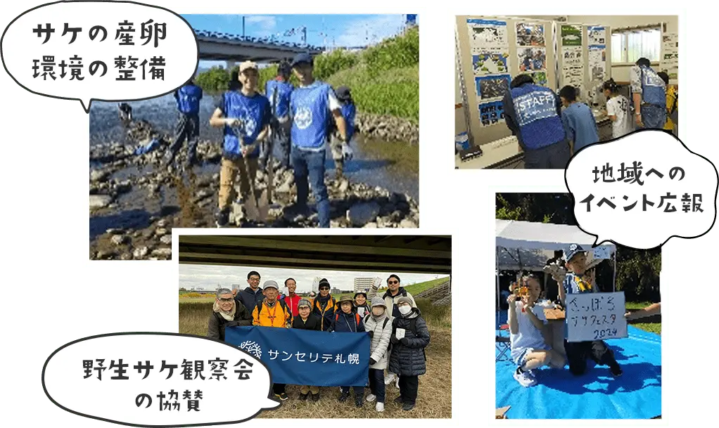 サケの産卵 環境の整備 地域へのイベント広報 野生サケ観察会の協賛