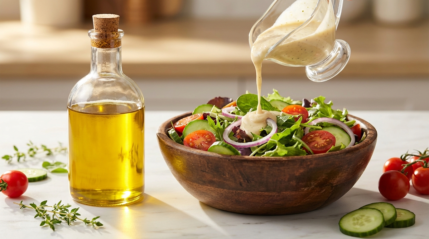 オリーブオイルと新鮮なサラダのフードフォト