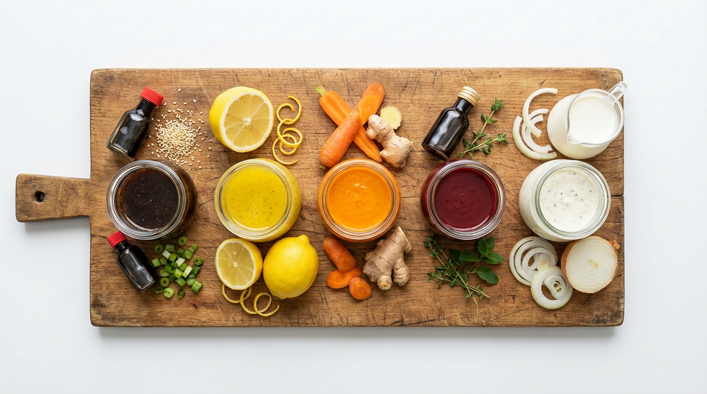 5種類のカラフルなアレンジドレッシング