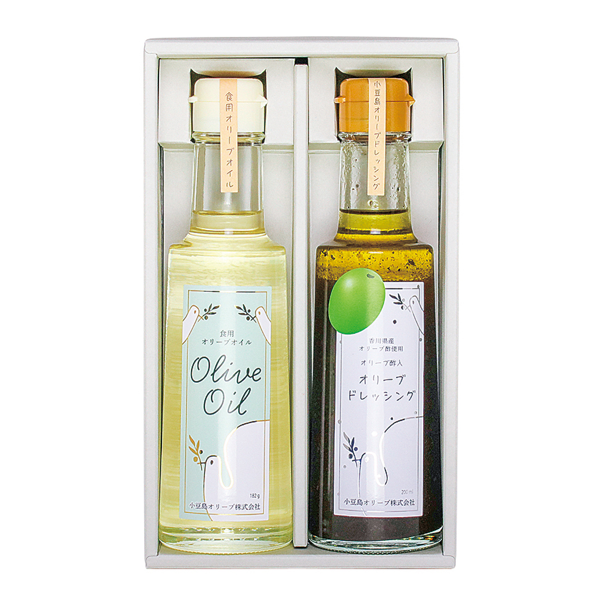 【化粧箱入】食用オリーブ油1本、オリーブドレッシング1本セット （SDG-20）