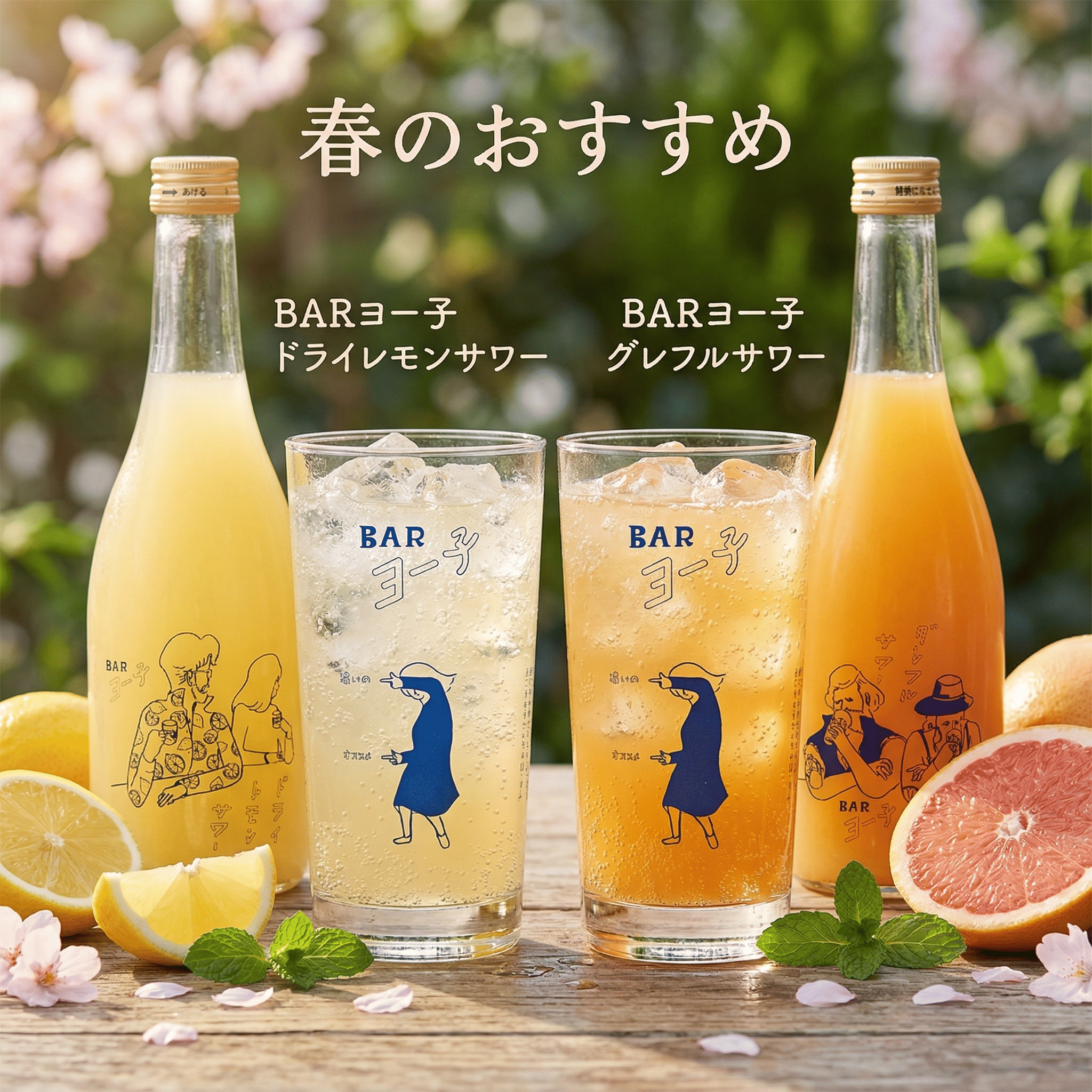 BARヨー子 人気サワーセット [ レモンサワー＋グレフルサワー＋ステッカー ]｜EC限定 初めての方に 【楯の川酒造公式】 包装: 無し