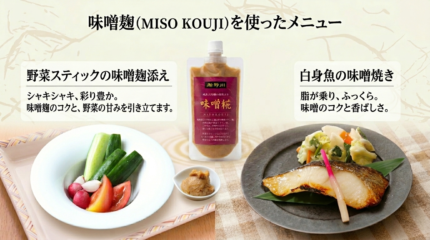 味噌糀で漬けて焼いた料理のイメージ