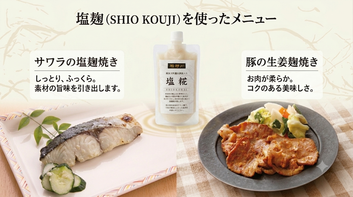 塩糀で漬けて焼いたサワラのイメージ