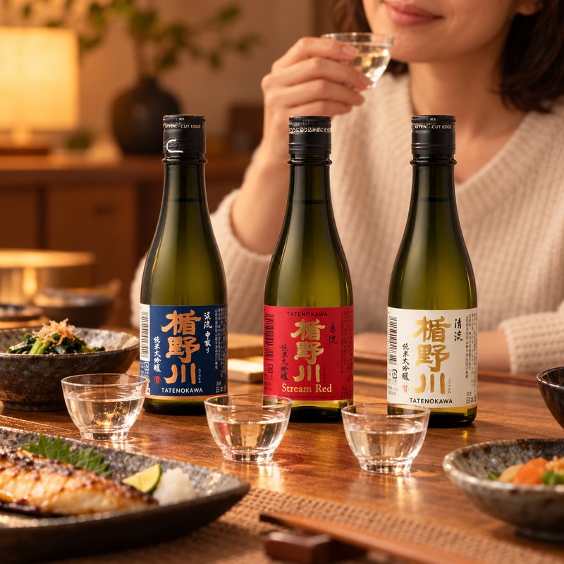 清流・渓流中取り・急流の300mlを並べて飲み比べるイメージ