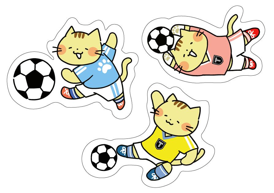 たてにゃん応援ステッカー サッカー柄