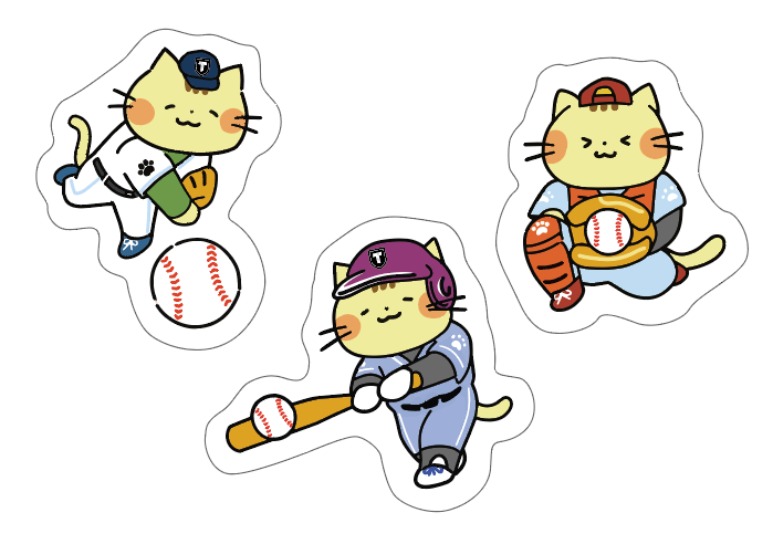 たてにゃん応援ステッカー 野球柄