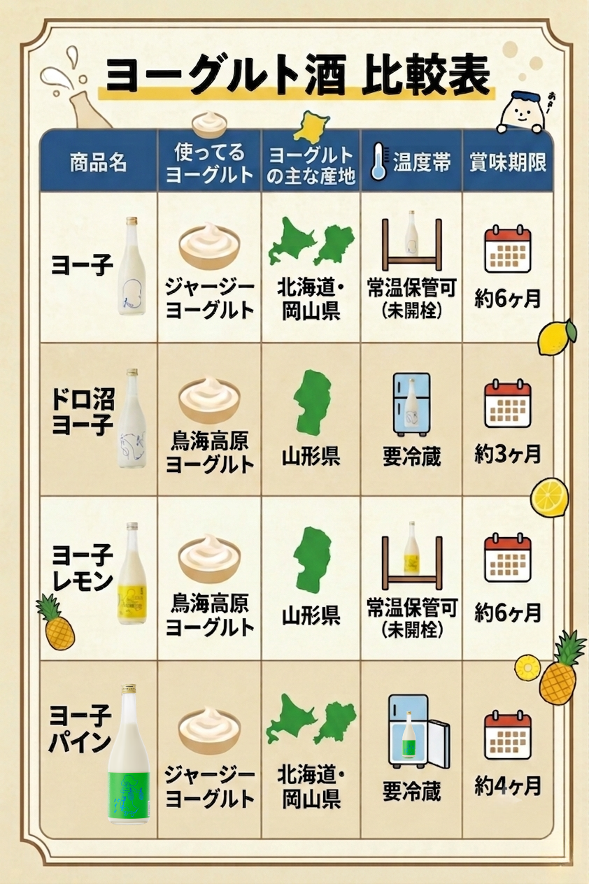 ヨー子シリーズ 比較表