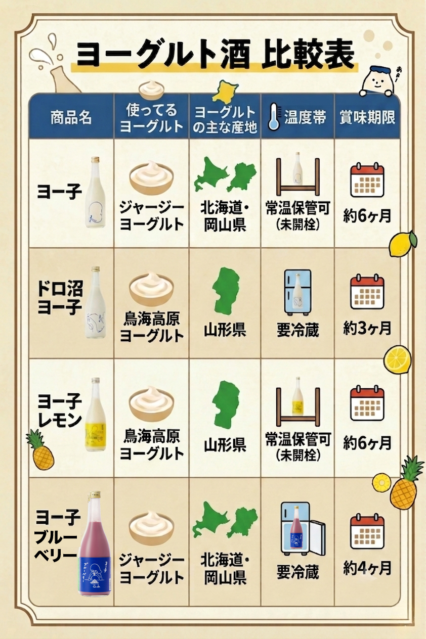 ヨー子シリーズ 比較表