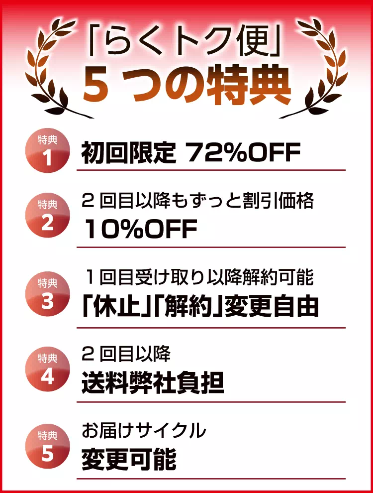 らくトク便の5大特典