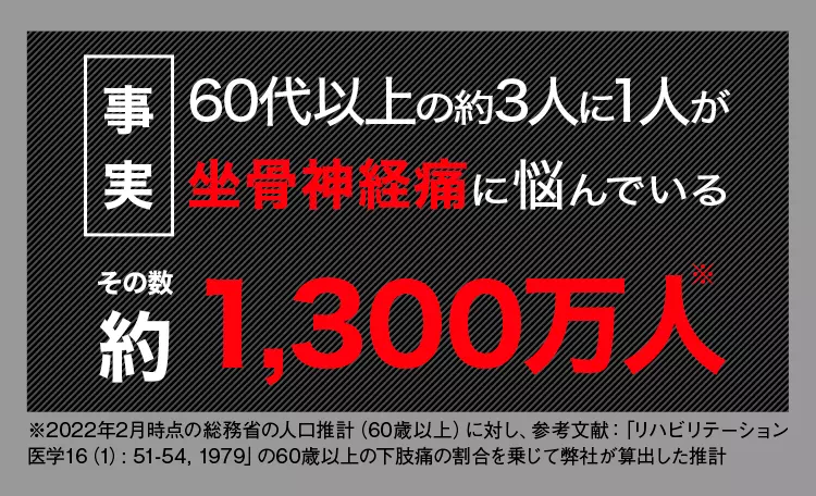 腰の痛みをもっている日本人 約2,900万人 その半数、約1,450万人が坐骨神経痛と言われている。その原因の1つが…ビタミンB1の不足