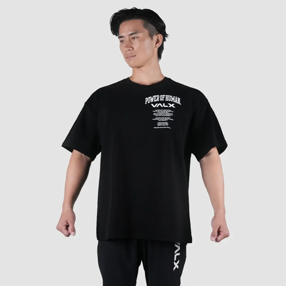 ロゴオーバーサイズコットンストレッチTシャツ（BK） | VALX