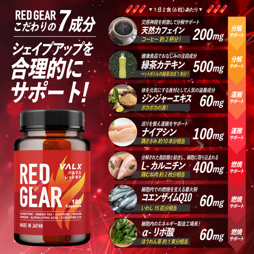 VALX バルクス　レッドギア　180粒×4個 レッドギア 180粒 | プロテイン・サプリ（クレアチン、EAA）ならVALX