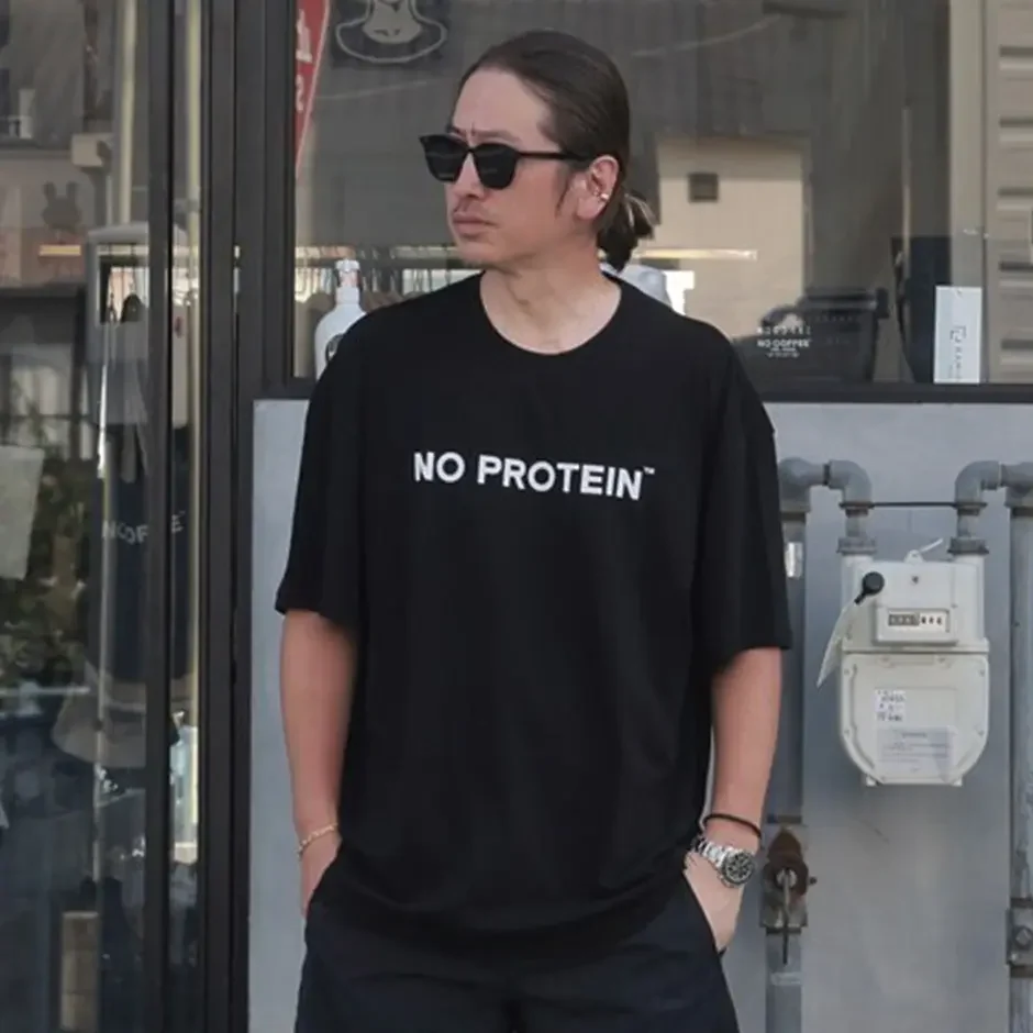 NO COFFEEコラボオーバーサイズコットンストレッチTシャツ（BK