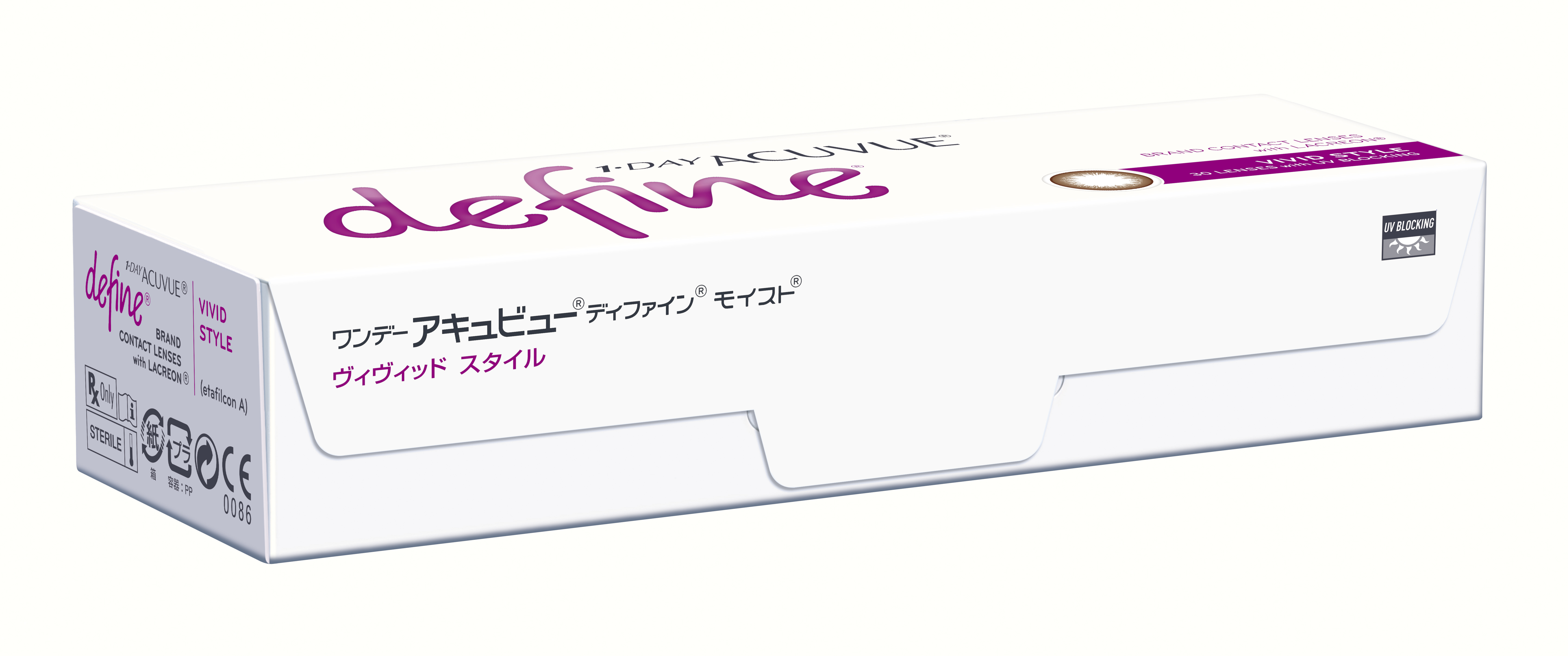 ワンデーアキュビューディファインモイスト ヴィヴィッドスタイル 左右: 右目用, BC/DIA: 8.5/14.2, PWR: ±0.00