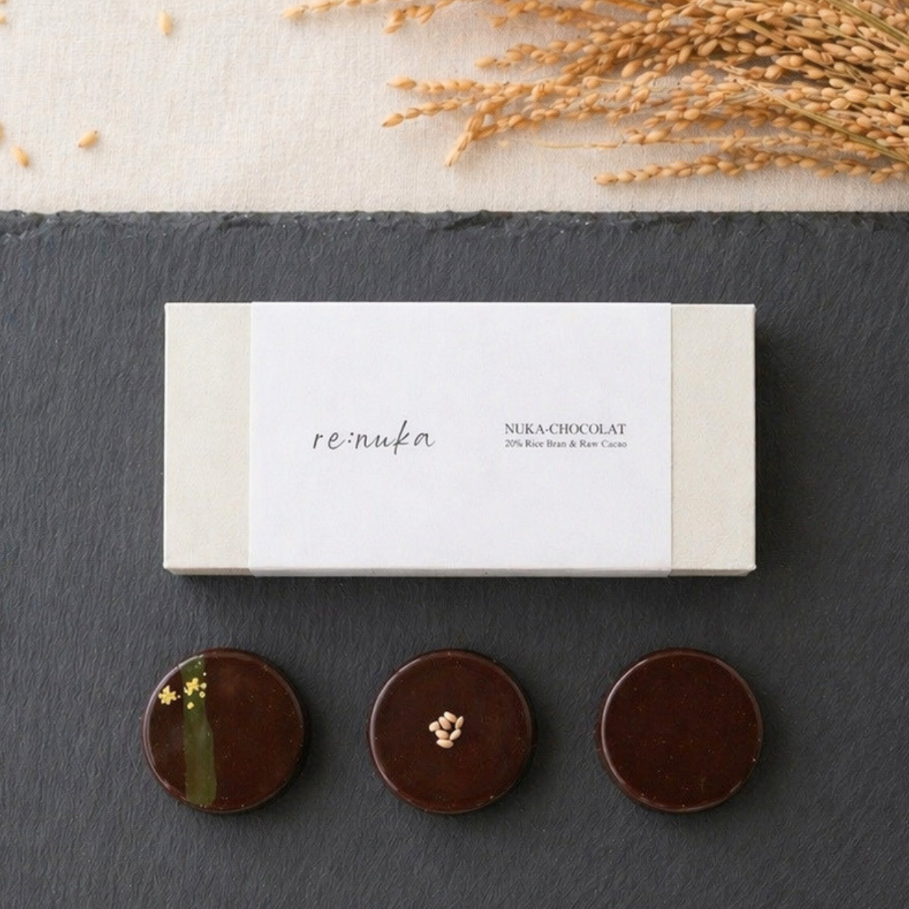 re:nukaチョコレート 3個入（抹茶・黒胡麻・プレーン）｜贈りものに