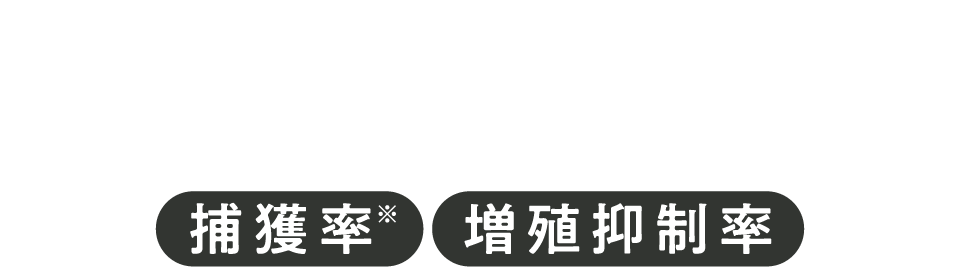 捕獲率・増殖抑制率 100%