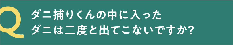 Q ダニ捕りくんの中に入ったダニは二度と出てこないですか？