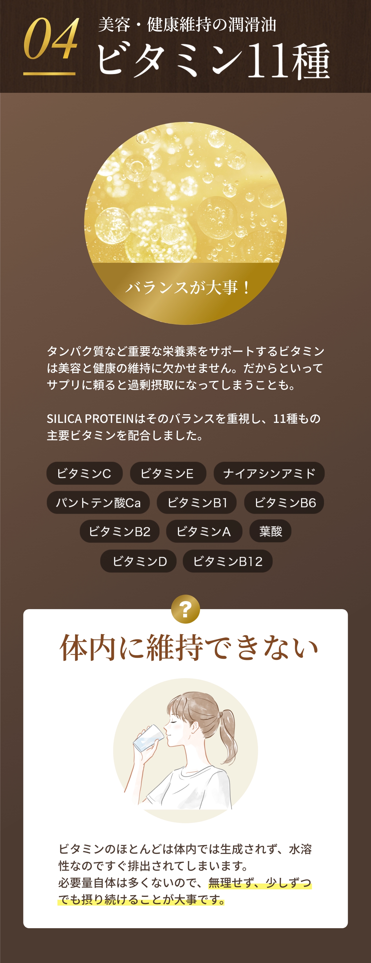 美容・健康維持の潤滑油ビタミン11種