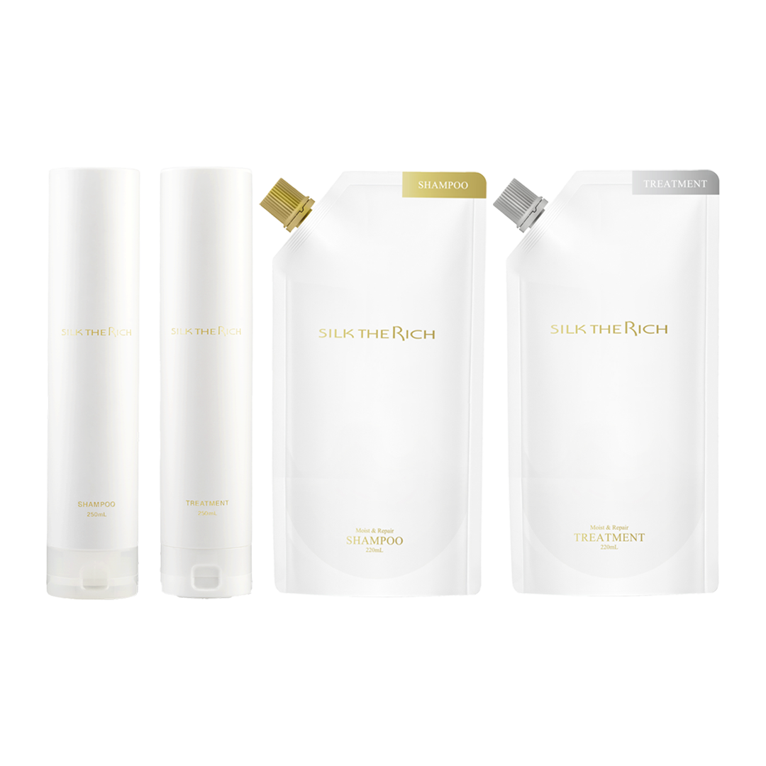 【送料無料】ザ・リッチ モイスト＆リペア シャンプー トリートメント　本体＆詰替セット 定期便（WHITE）