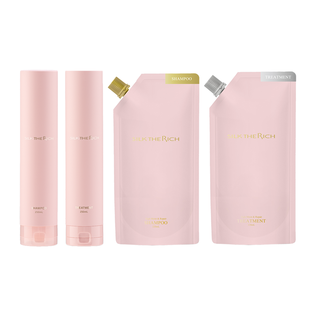【送料無料】ザ・リッチ ハイモイスト＆リペア シャンプー トリートメント 本体＆詰替セット 定期便（PINK）