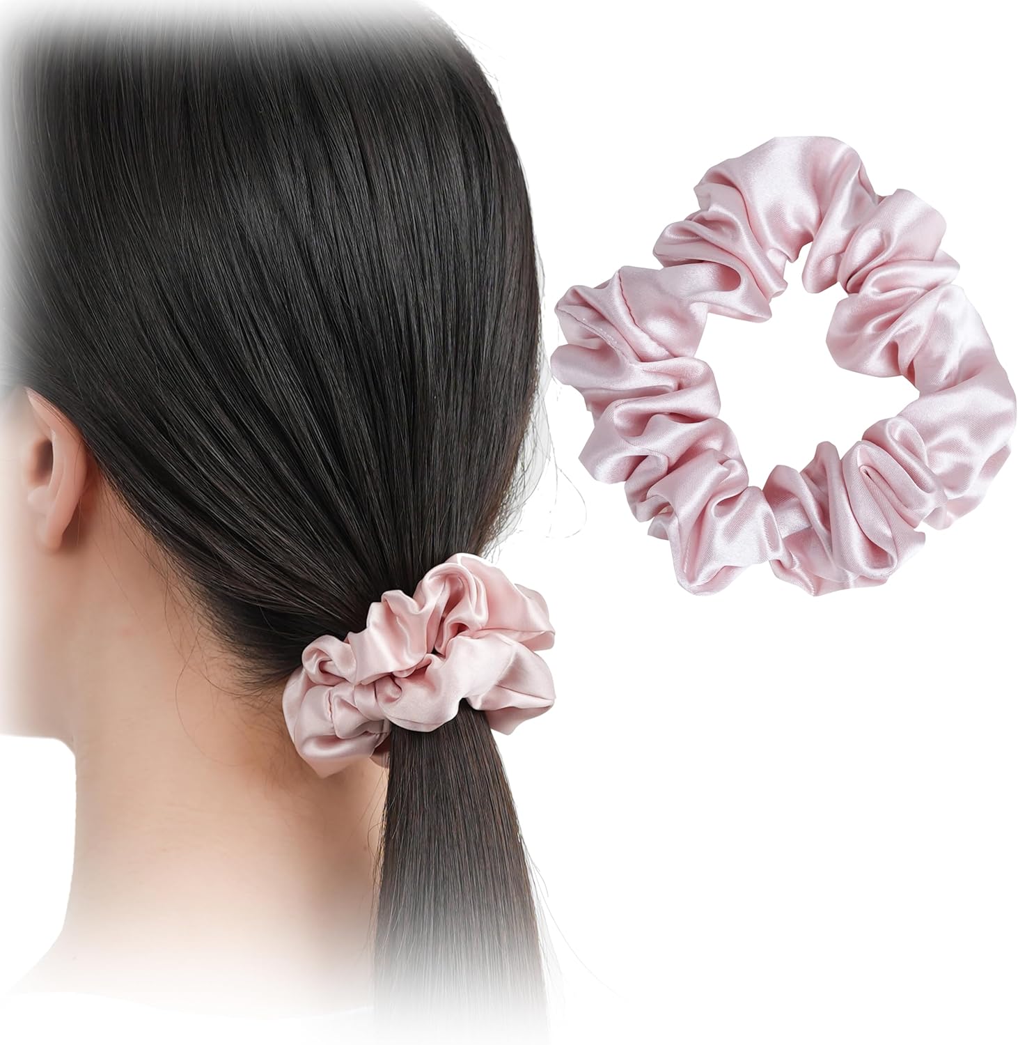 髪に優しいシルクシュシュ　おやすみ用・幅広タイプ　3本セット カラー: ピンクゴールド