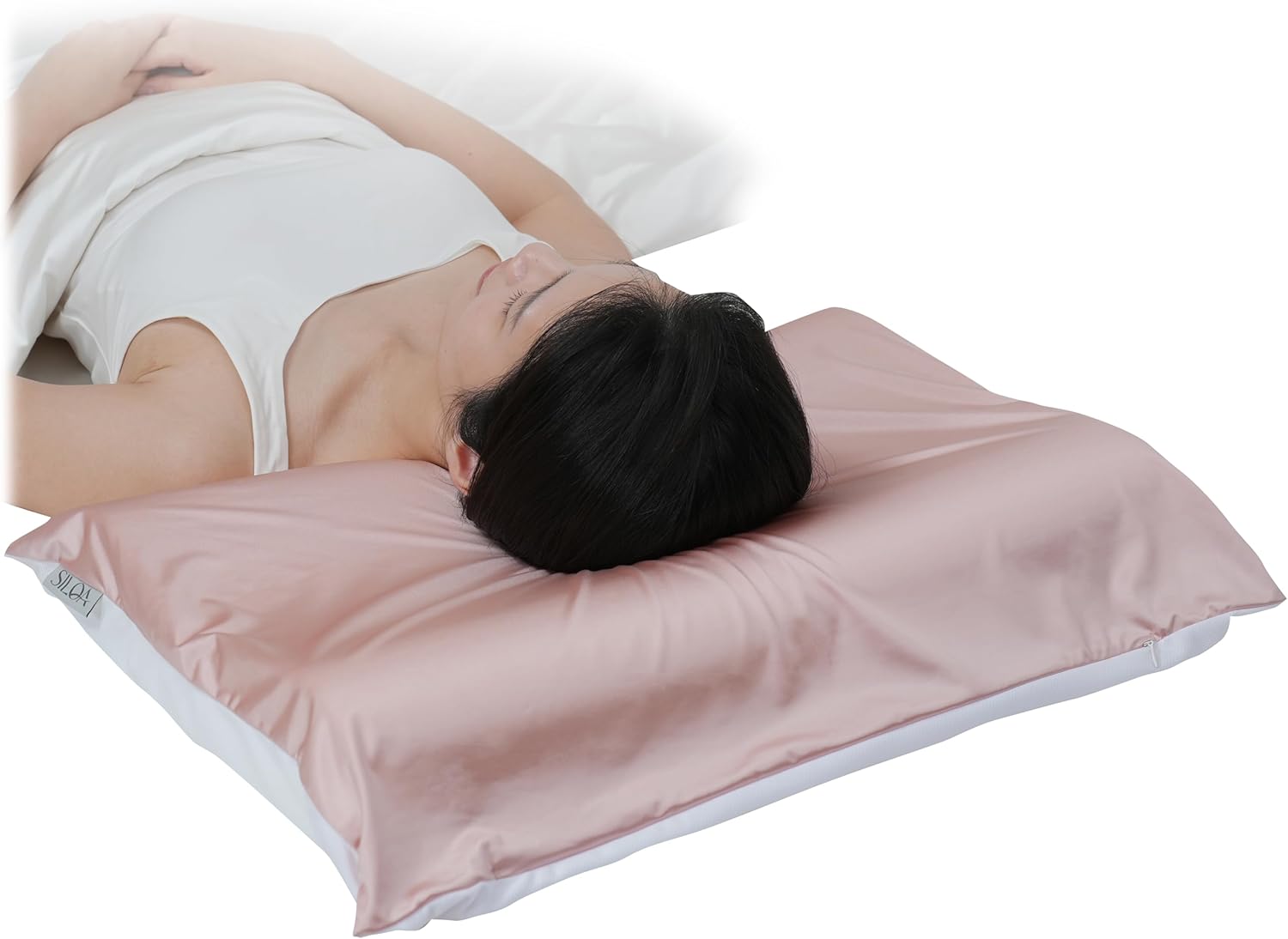 摩擦なきツヤ髪まくらカバー カラー（人工シルク）: ピンク