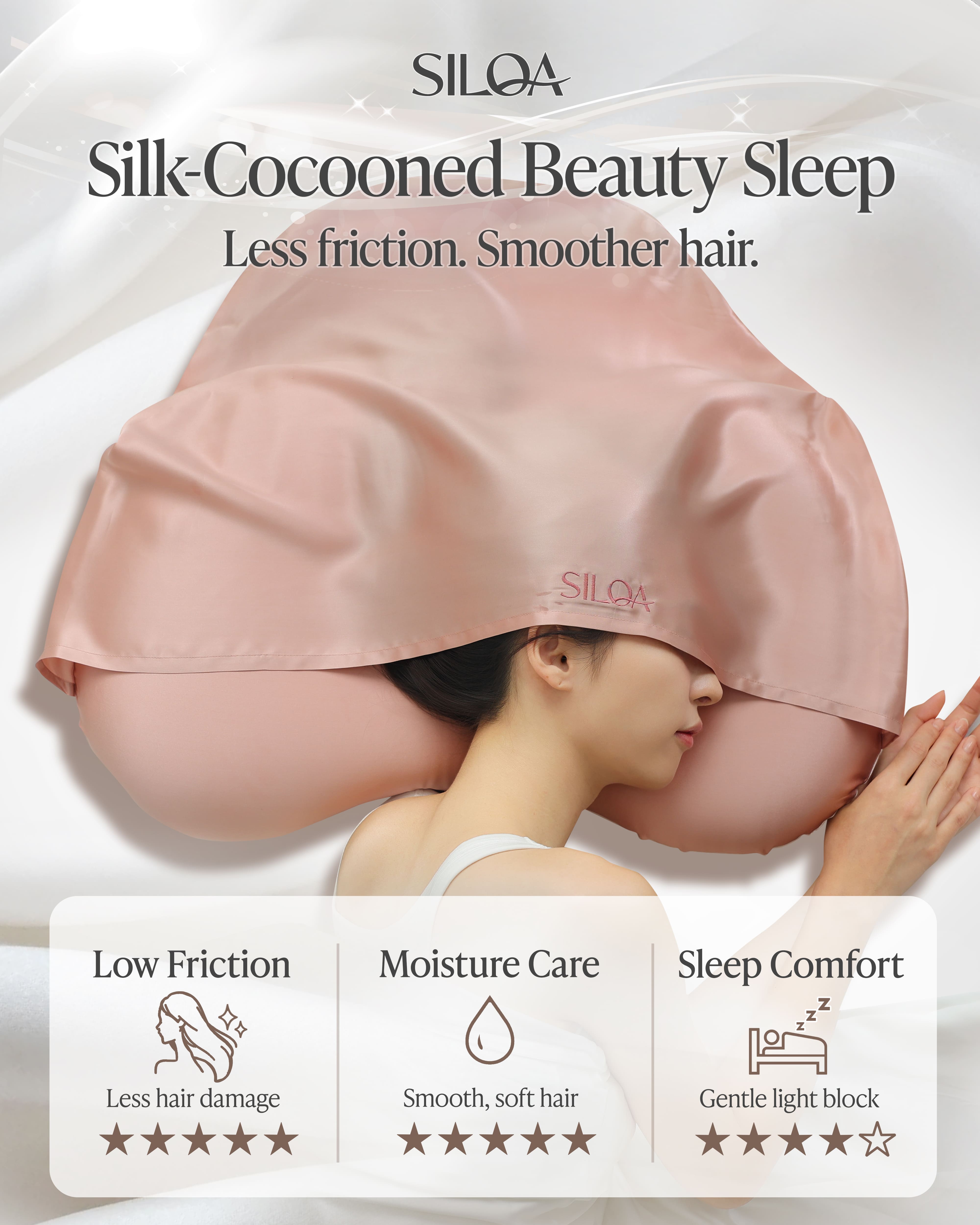 Silk Serum Pillow 【Cocoon Hood】（SP-3060H) color: Pink Gold