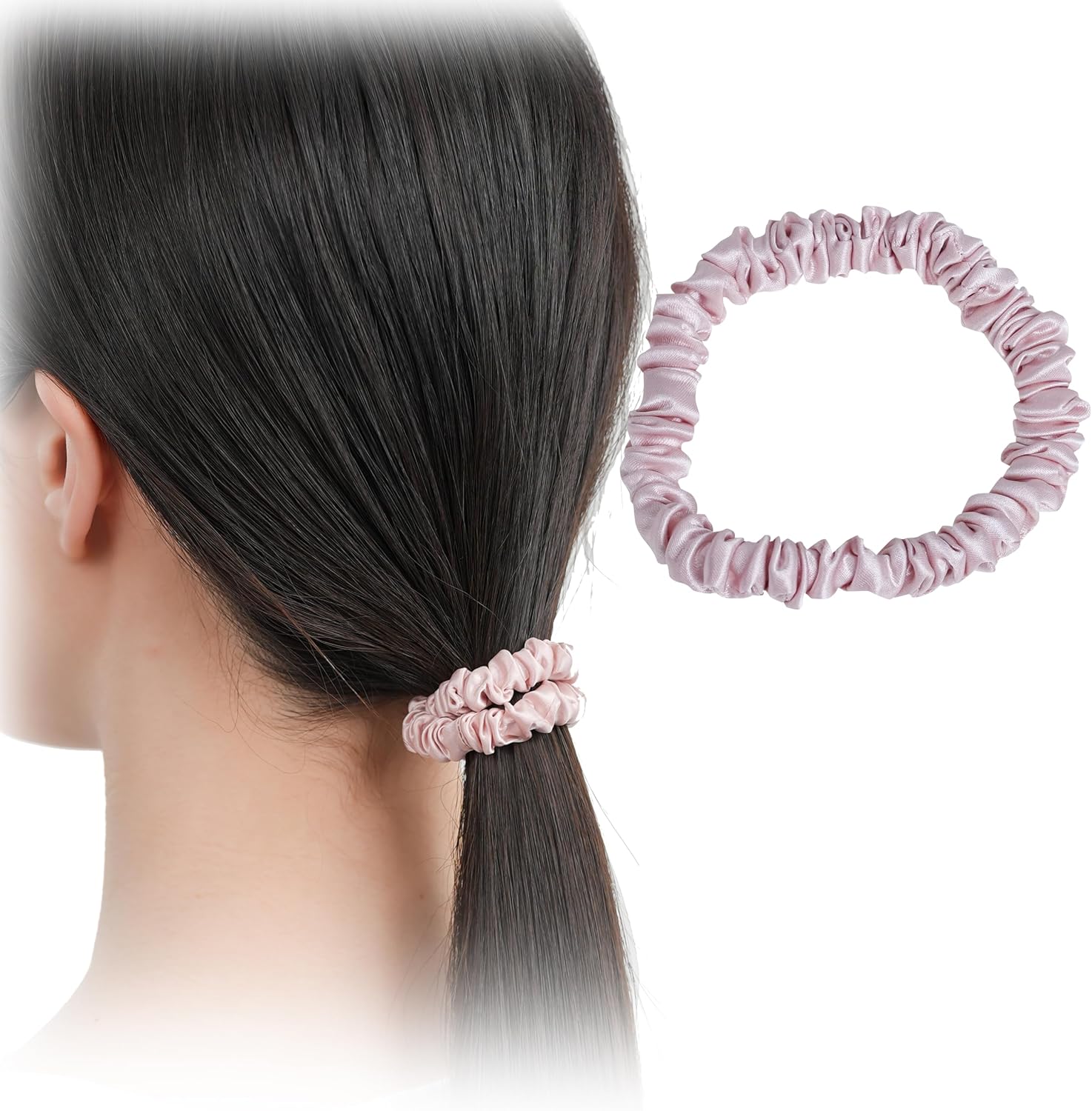 髪に優しいシルクシュシュ　おやすみ用・スリムタイプ カラー: ピンクゴールド