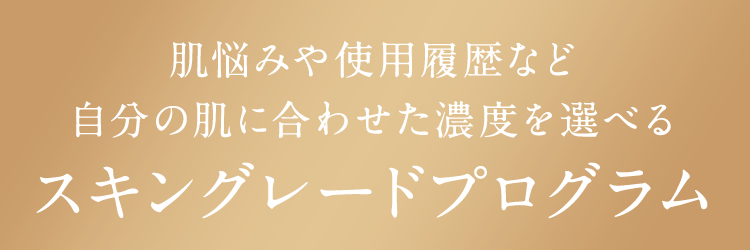肌悩みや使用履歴など自分の肌に合わせた濃度を選べるスキングレードプログラム