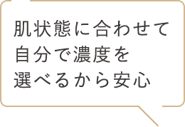 肌状態に合わせて自分で濃度を選べるから安心
