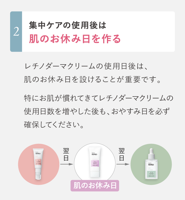 集中ケアの使用後は肌のお休み日を作る