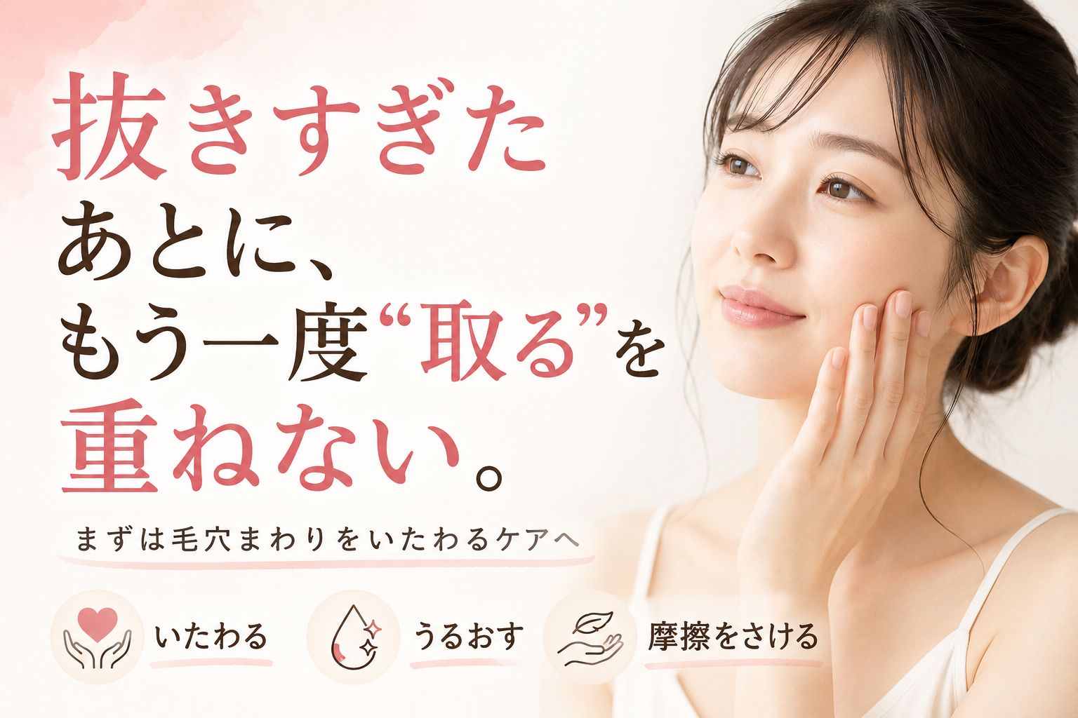 角栓を抜きすぎて後悔したときのリカバリーケアを説明するファーストビュー