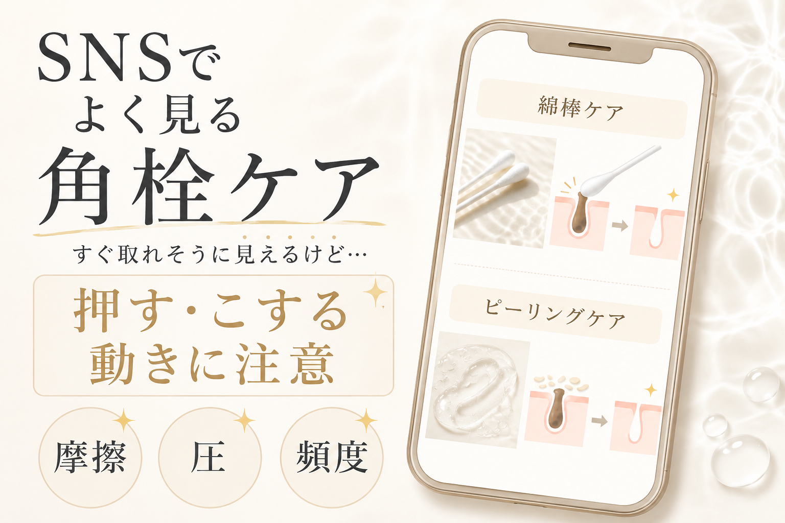 SNSでよく見る綿棒やピーリング系の角栓ケアを注意喚起する図