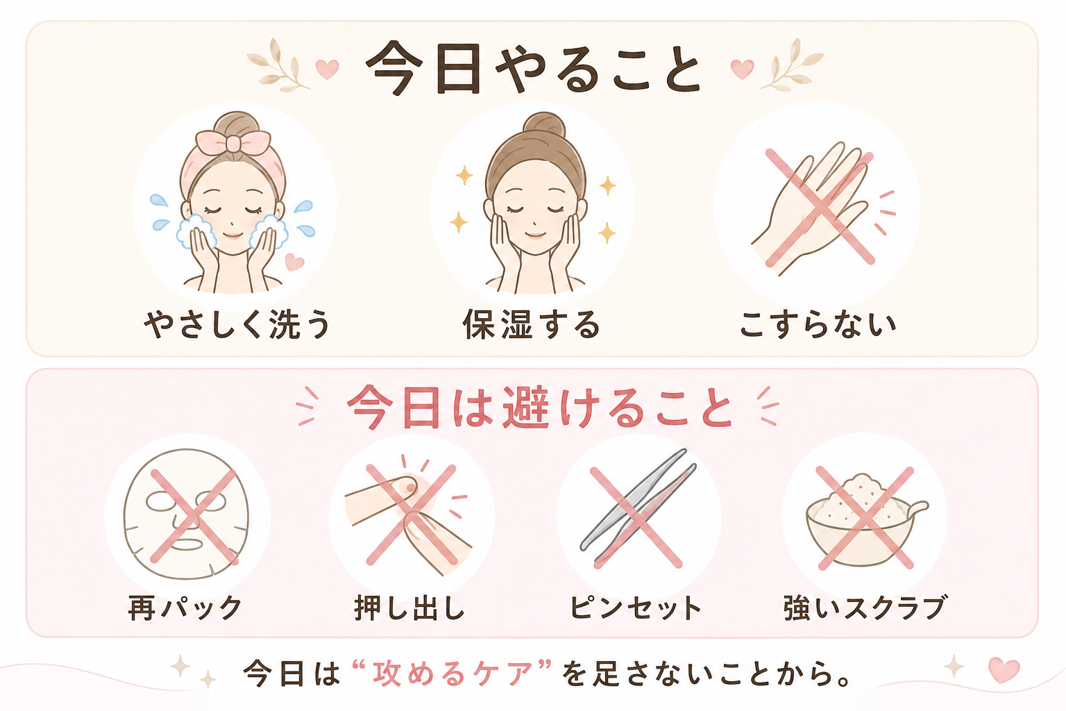 角栓を抜きすぎたあとに今日やることと今日は避けることを整理したチェックリスト