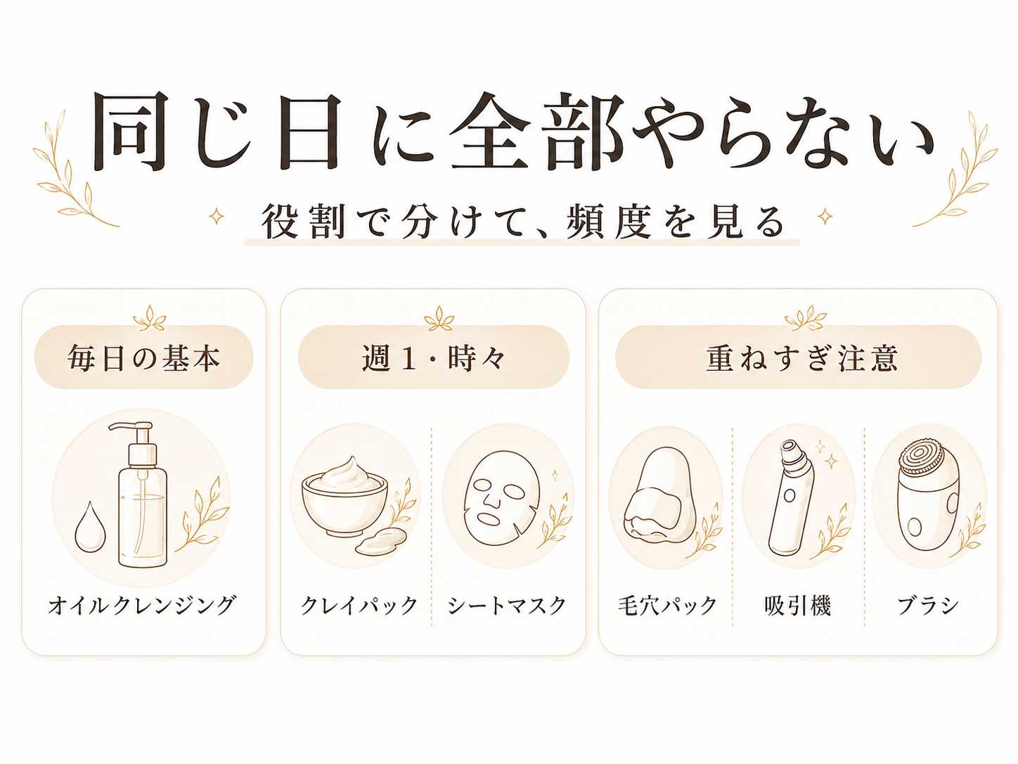毛穴ケアの併用注意と同日に重ねすぎない順番を整理した図