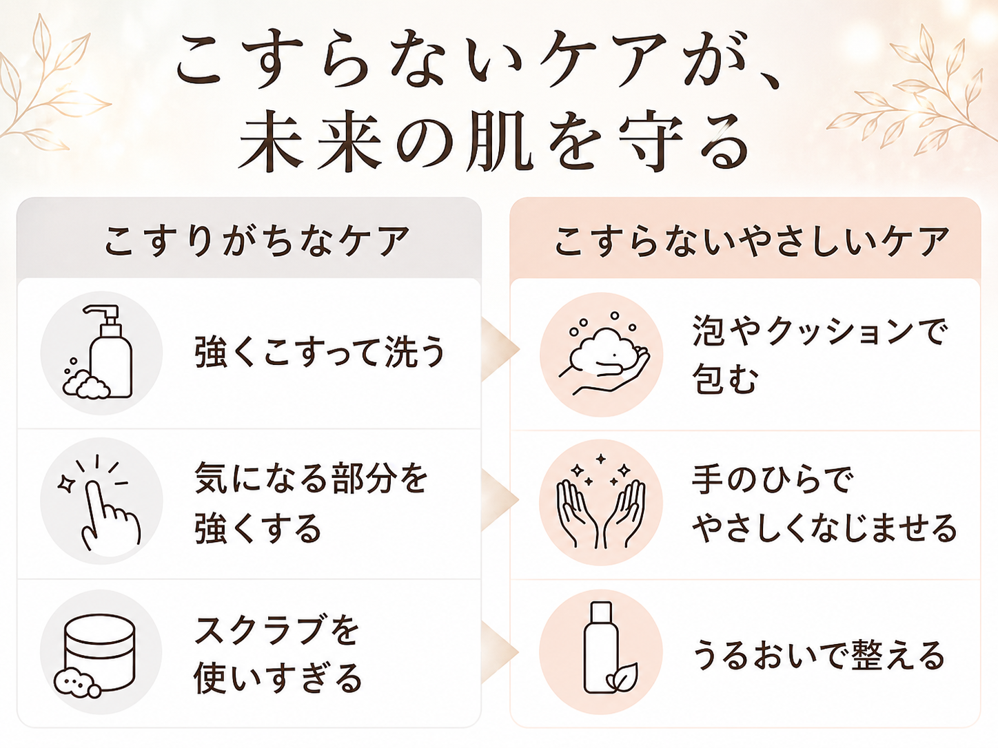 摩擦を減らす量と厚みと指の腹の3ポイント図解