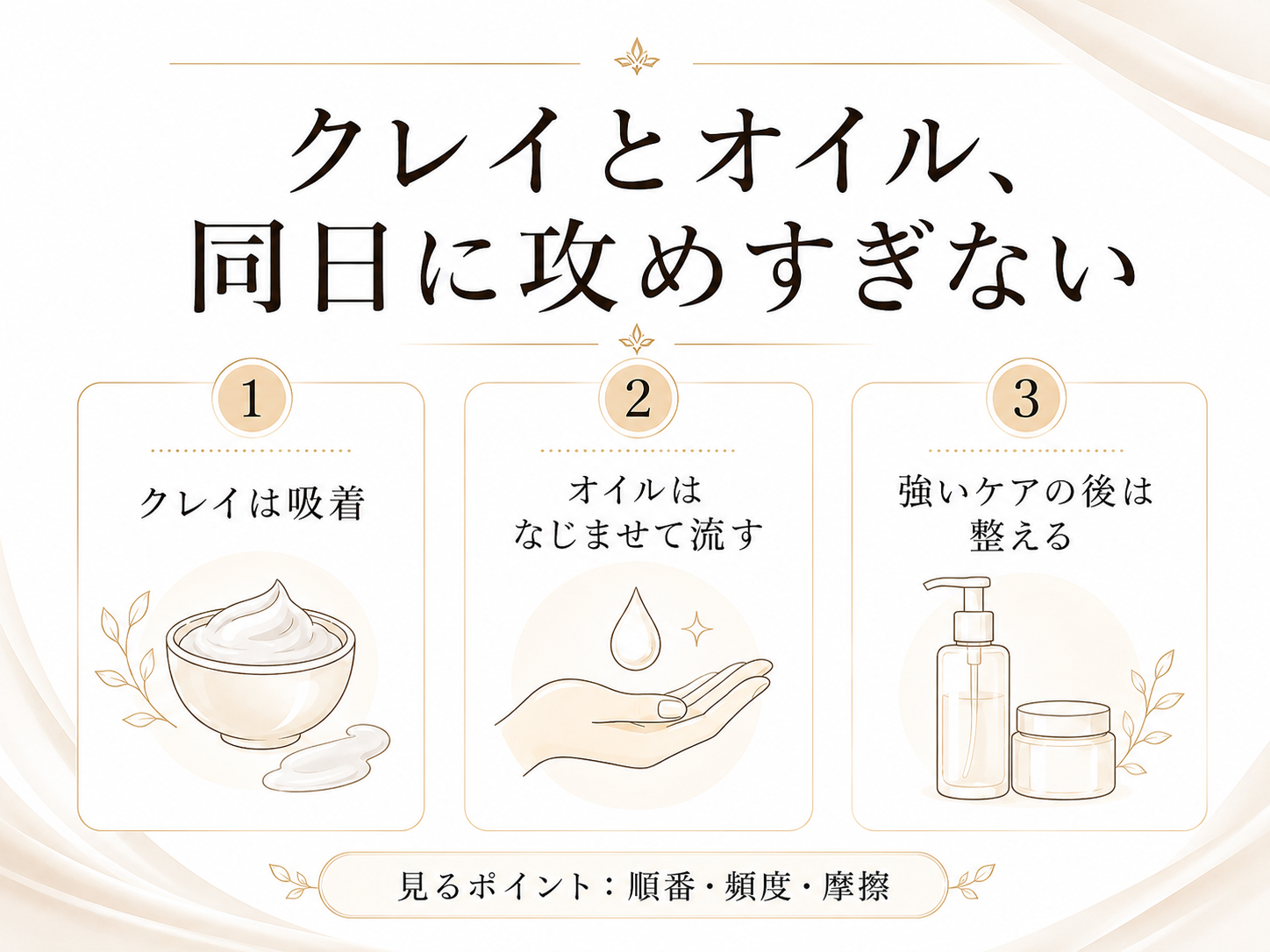 クレイとオイルを同日に攻めすぎないための順番理解画像