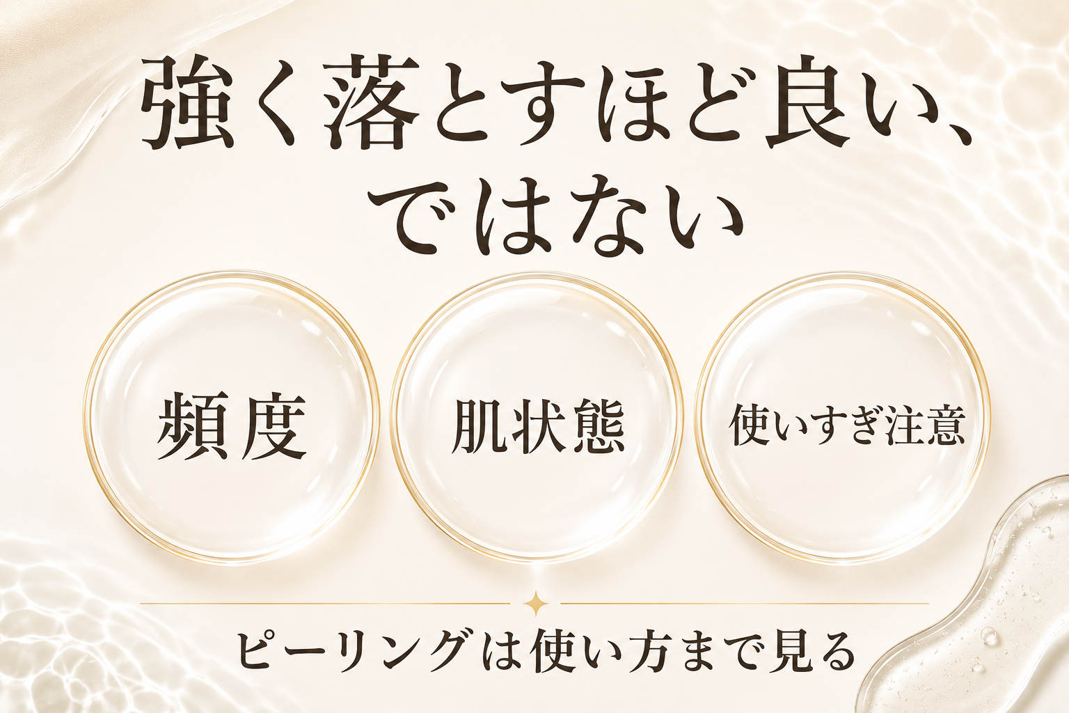 ピーリングは頻度や肌状態を見ながら使うことが大切だと整理する図