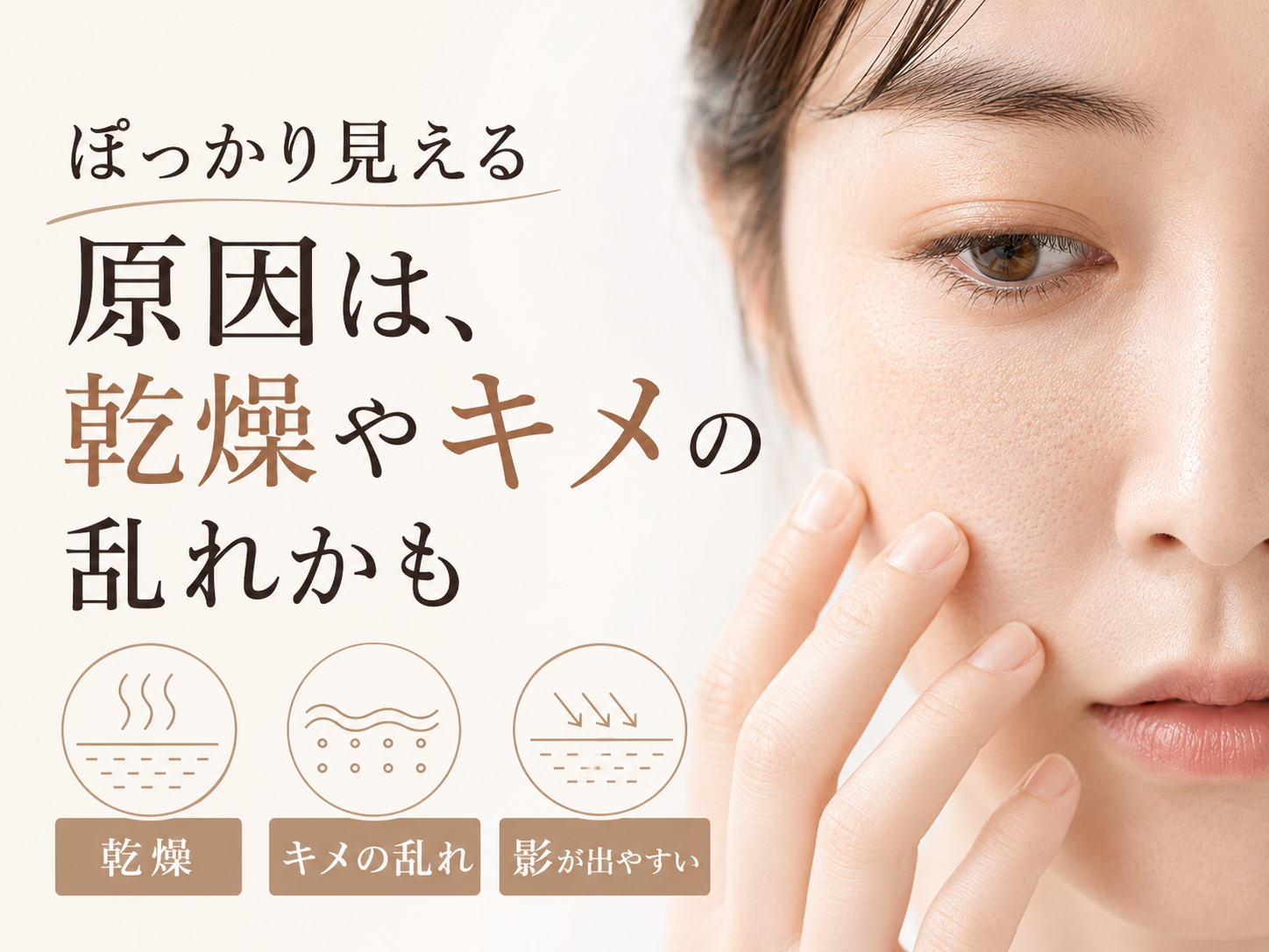 角栓汚れを洗い流した後に毛穴まわりが目立って見える理由の図