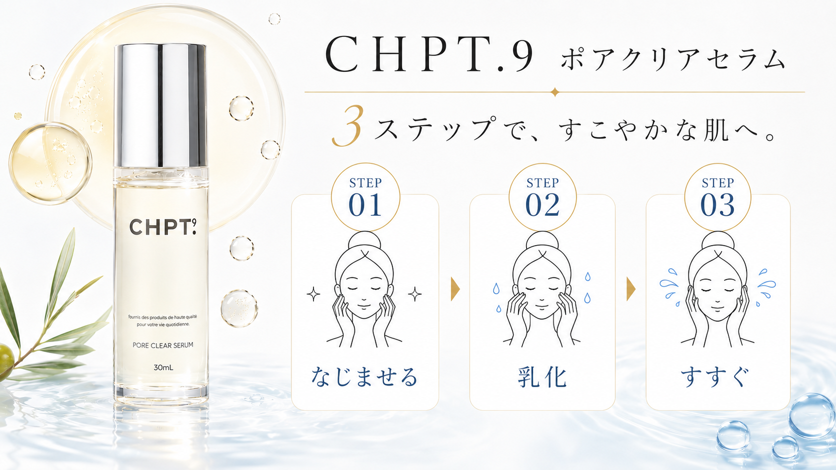 少量の水を足して白く乳化するサインを説明する図