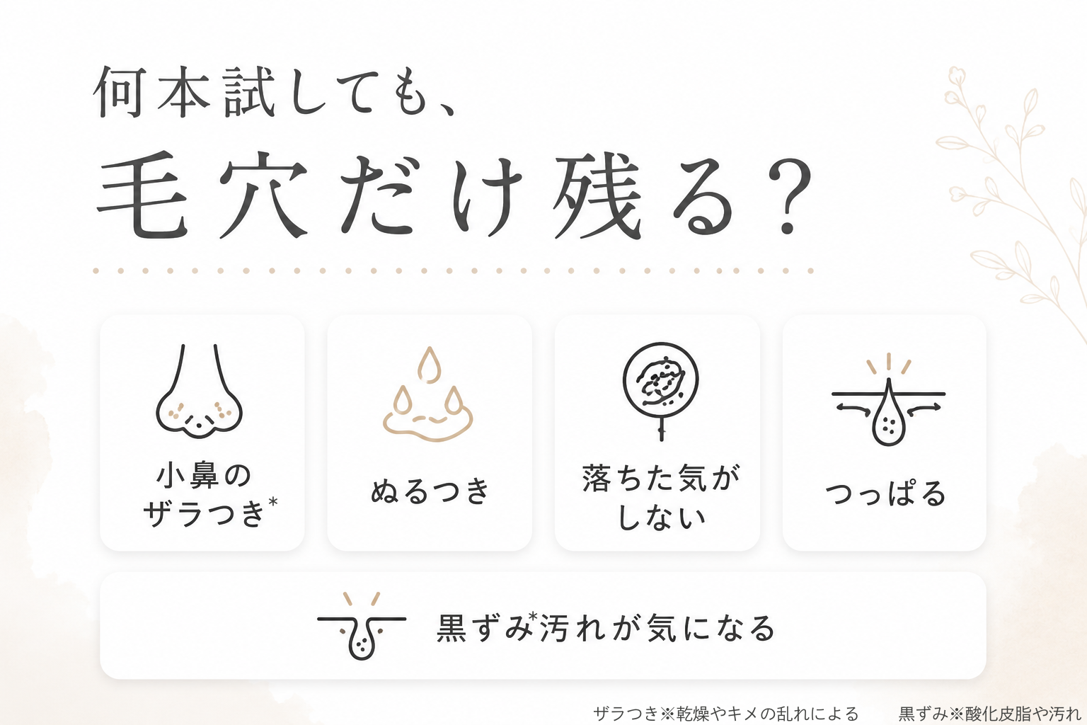 ドラッグストアのクレンジングオイルで起きやすい毛穴悩みの整理図