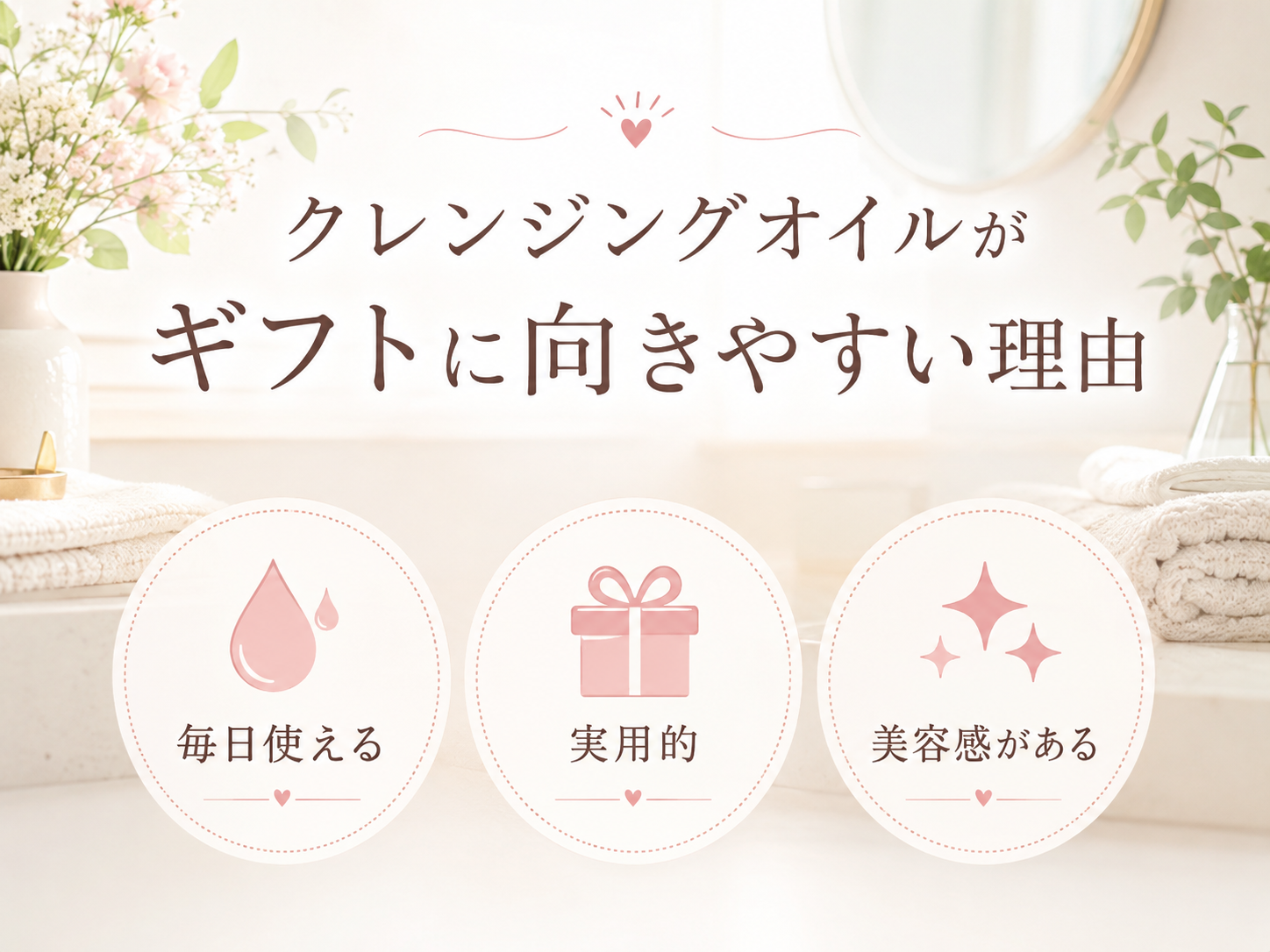 クレンジングオイルが毎日使えて実用的で美容感があるギフトとして見やすい理由図