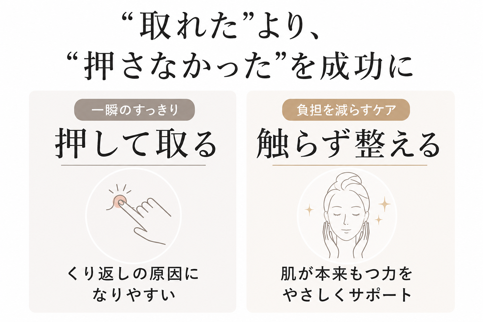 角栓を押し出す満足感を触らないケア習慣に置き換える比較図