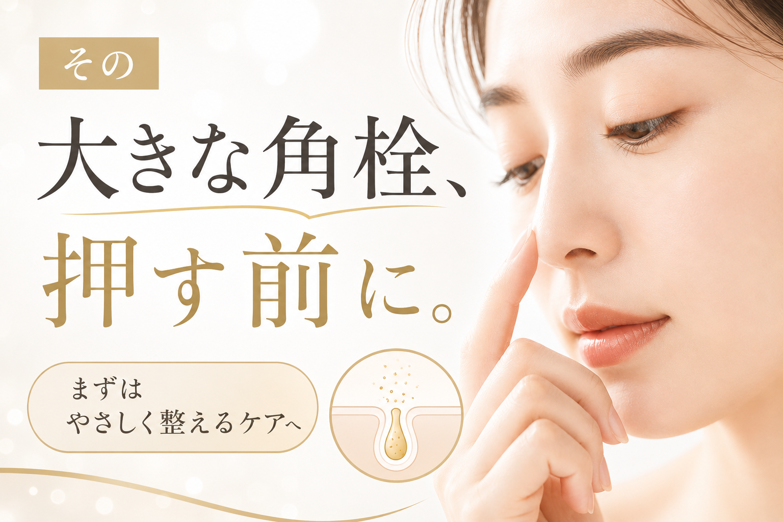 巨大な角栓を無理に押し出さずケアする考え方を示すファーストビュー