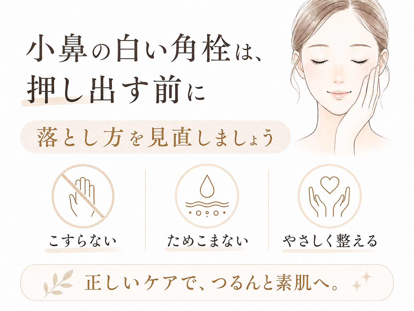 小鼻の白い塊を押し出す前に落とし方を見直すまとめ画像
