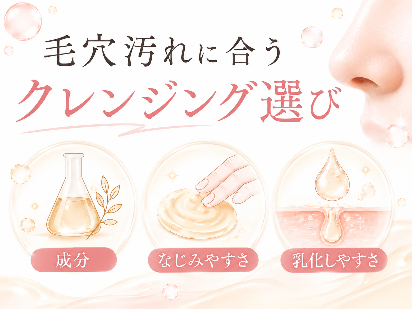 毛穴汚れに合うクレンジング選びの3つのチェックポイント