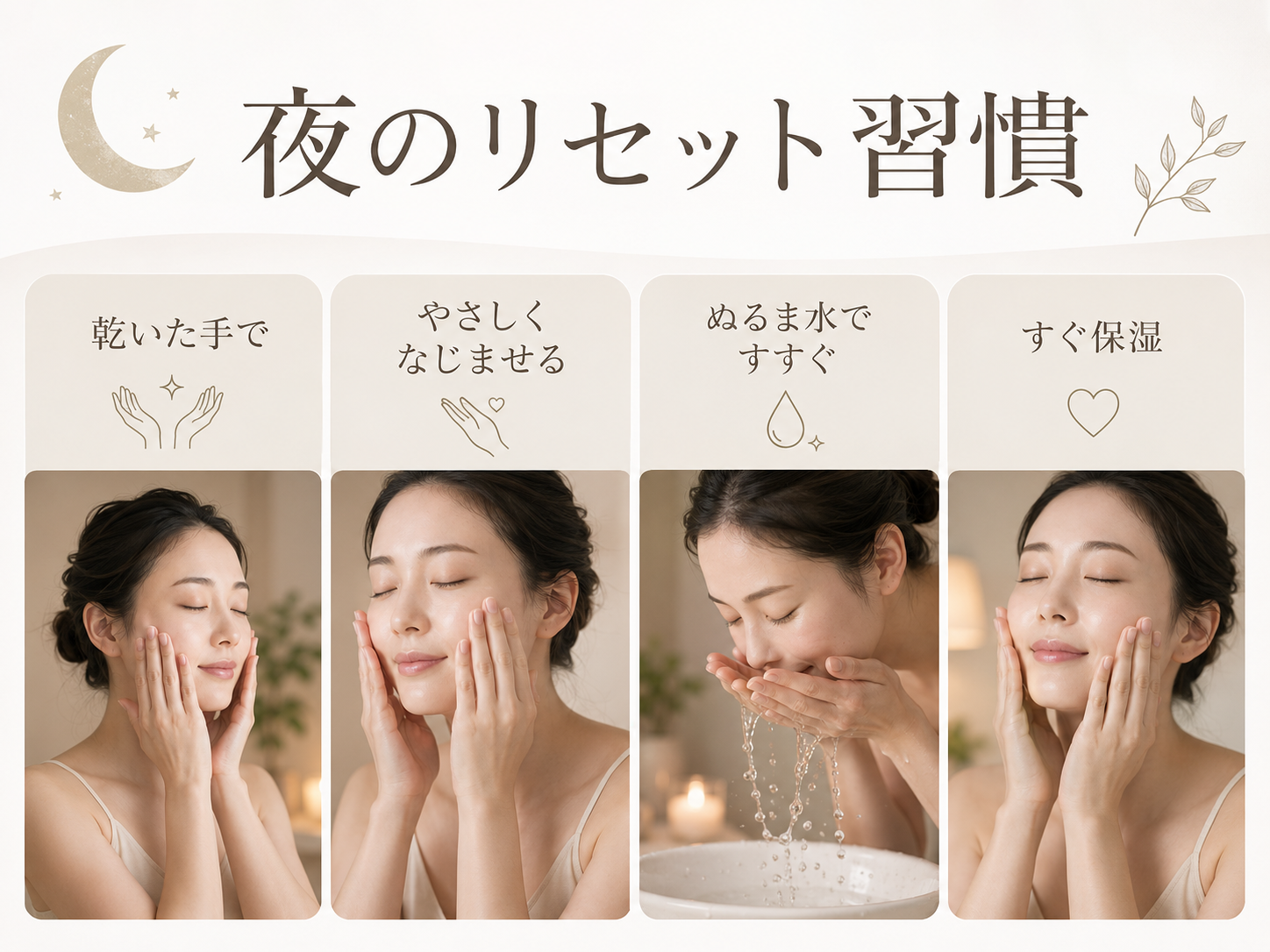 日焼け止めを塗った日の夜クレンジング4ステップ