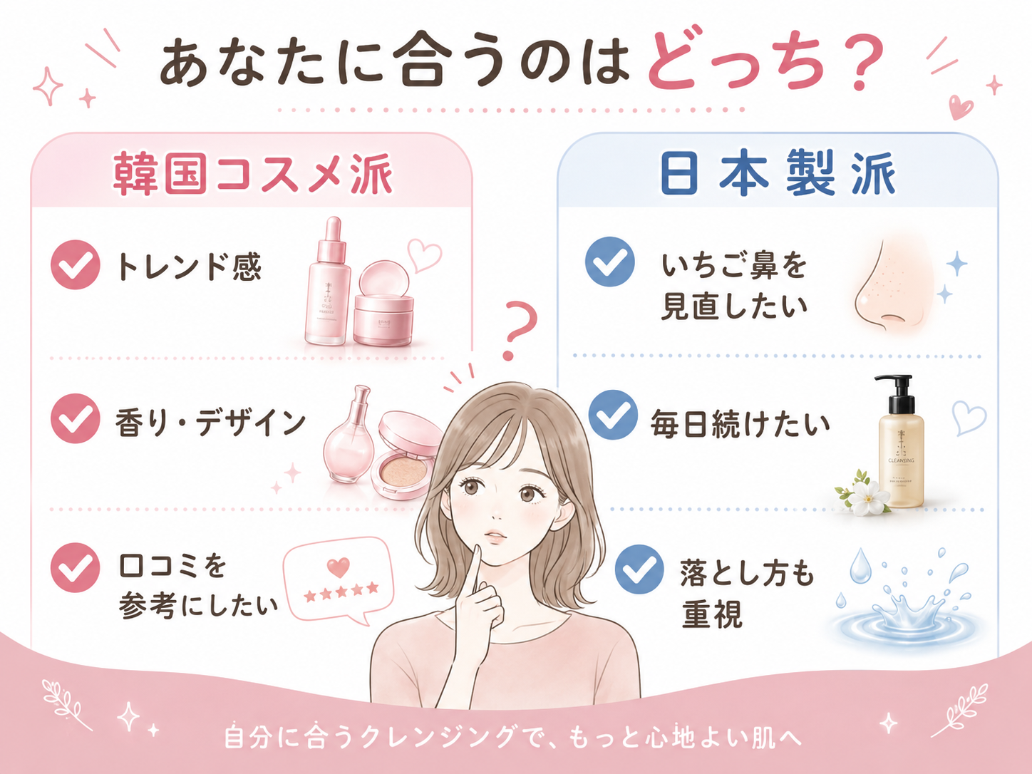 韓国コスメが合う人と日本製クレンジングが合う人を整理した選び方画像